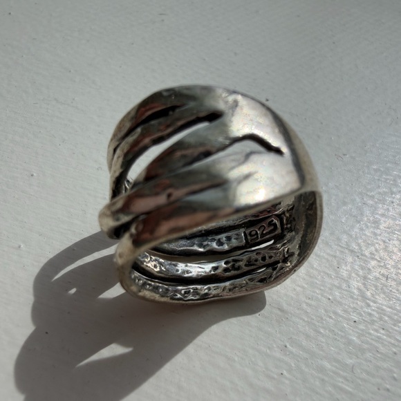 Sterling Silver 925 Multi Band Wrap Ring Chunky Open Statement Size 7 - Picture 5 of 9